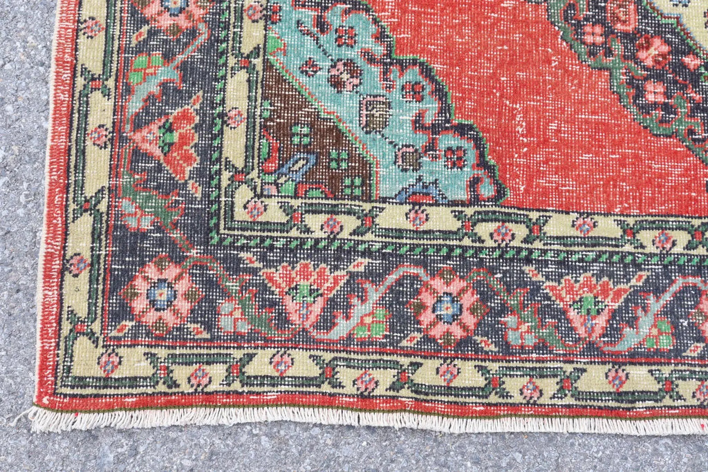 Vintage Turkish Accent Area rug 4.9 x 12.6 ft