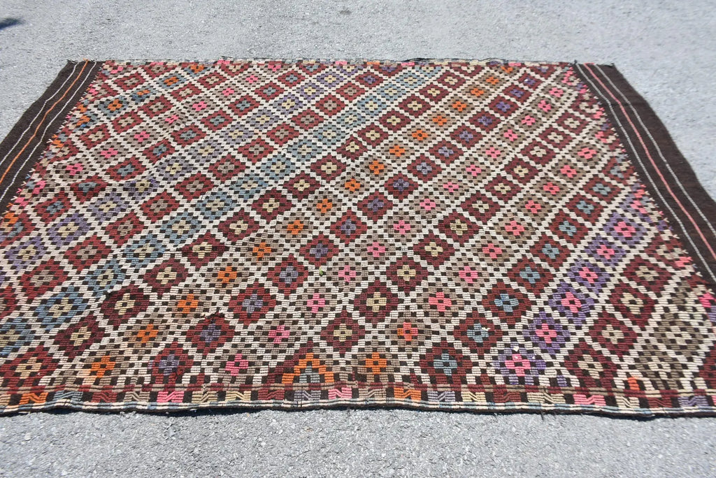 XL Vintage Turkish Accent Area rug 5.9 x 9.2 ft