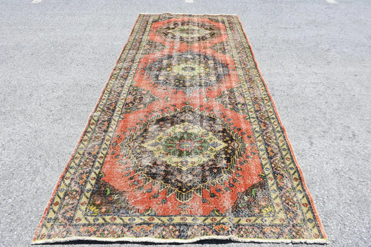 Vintage Turkish Accent Area rug 4.8 x 11.9 ft