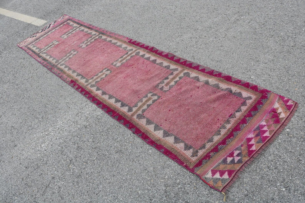 Vintage Turkish Runner Rug 2.7 x 10.6 ft