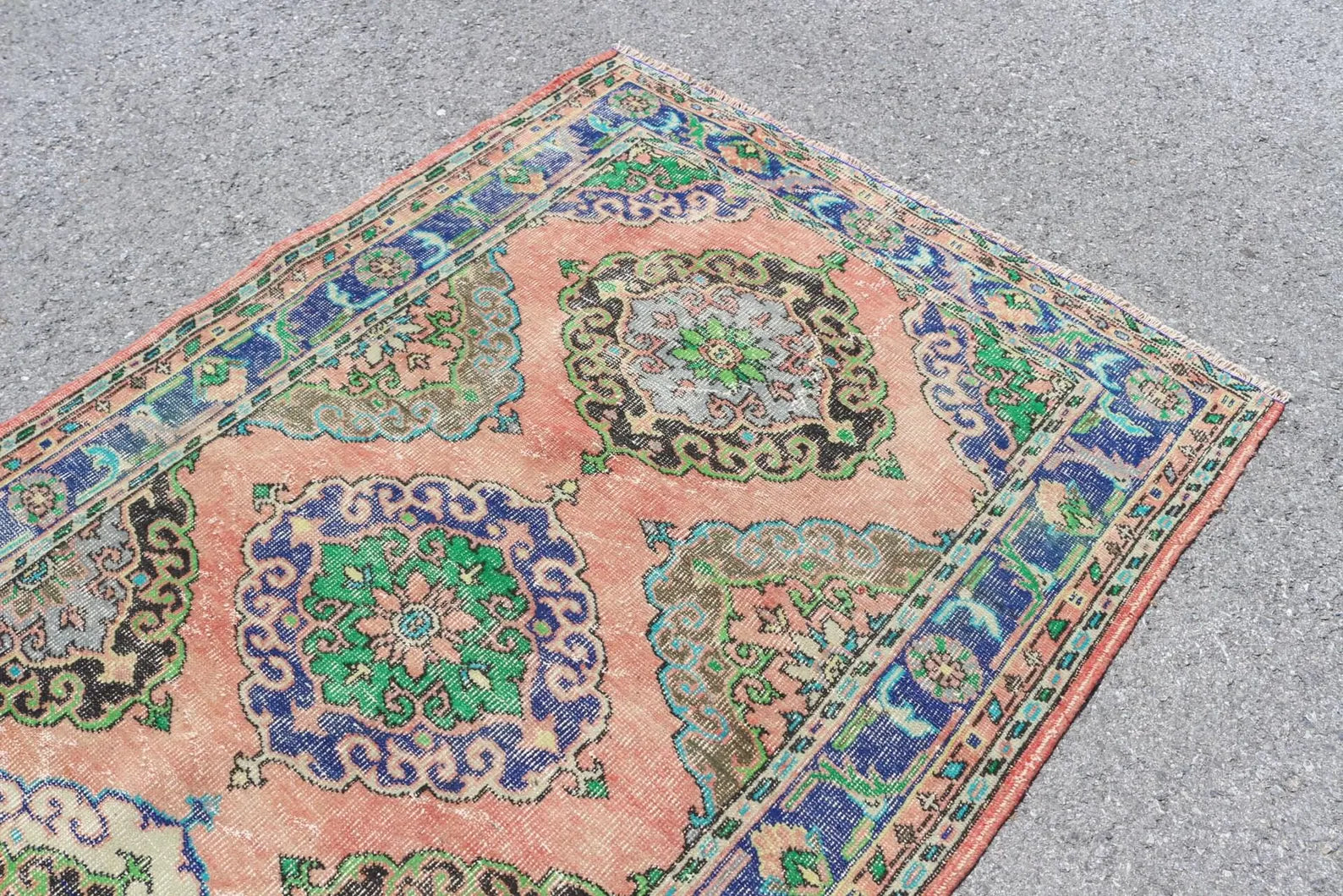 Vintage Turkish Accent Area rug 4.7 x 11.7 ft