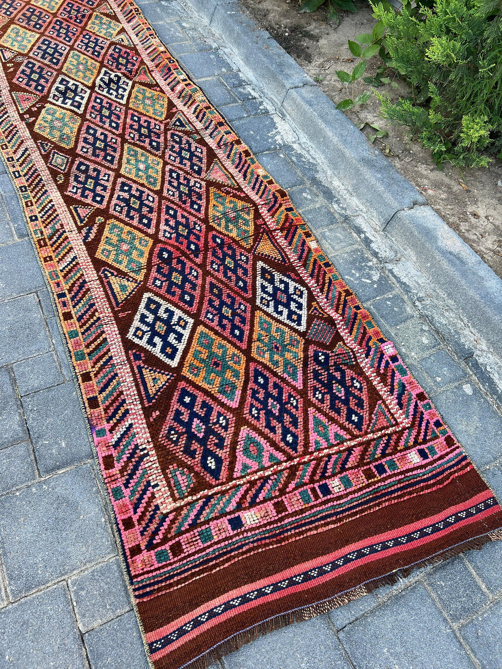 Vintage Turkish Runner Rug 2.6 x 11.7 ft