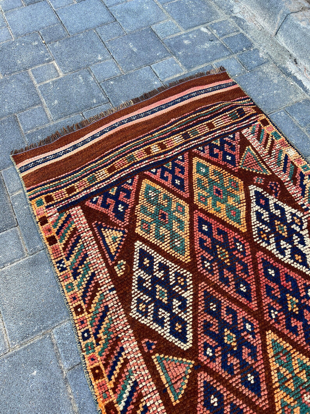 Vintage Turkish Runner Rug 2.6 x 11.7 ft