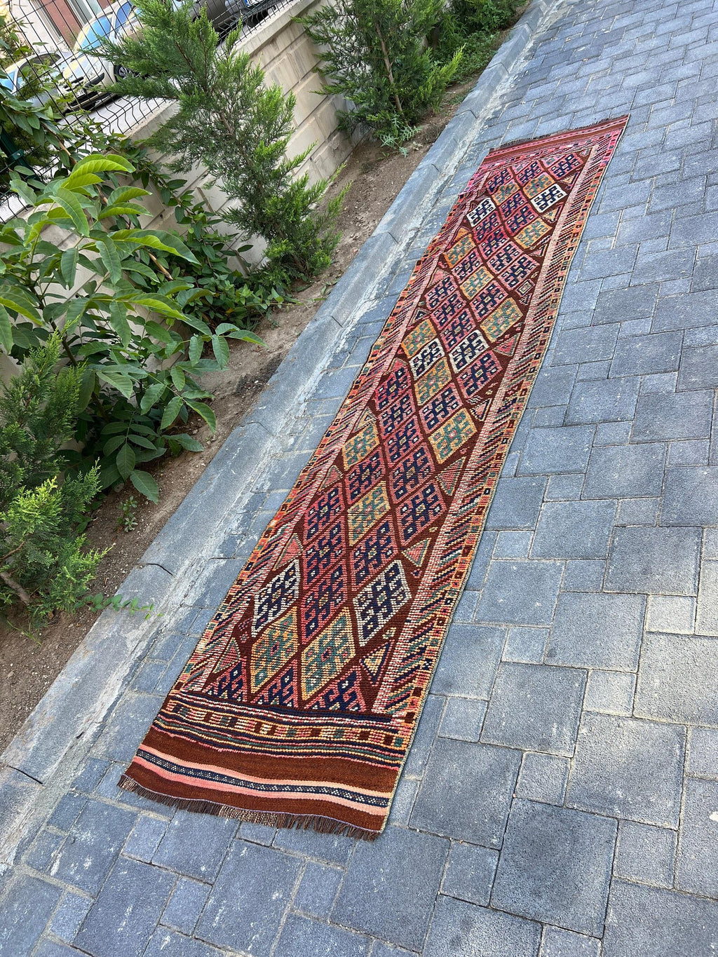 Vintage Turkish Runner Rug 2.6 x 11.7 ft