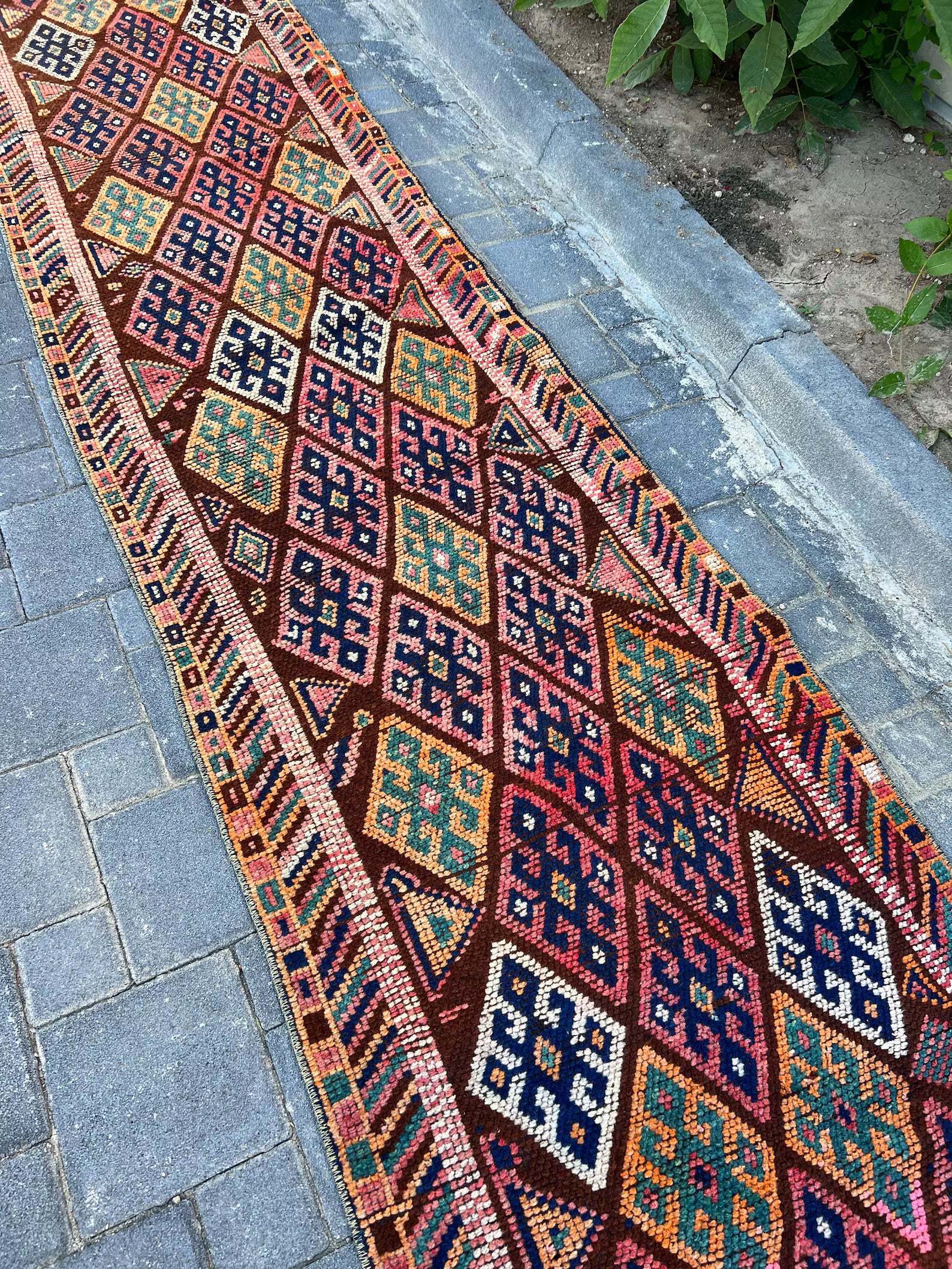 Vintage Turkish Runner Rug 2.6 x 11.7 ft