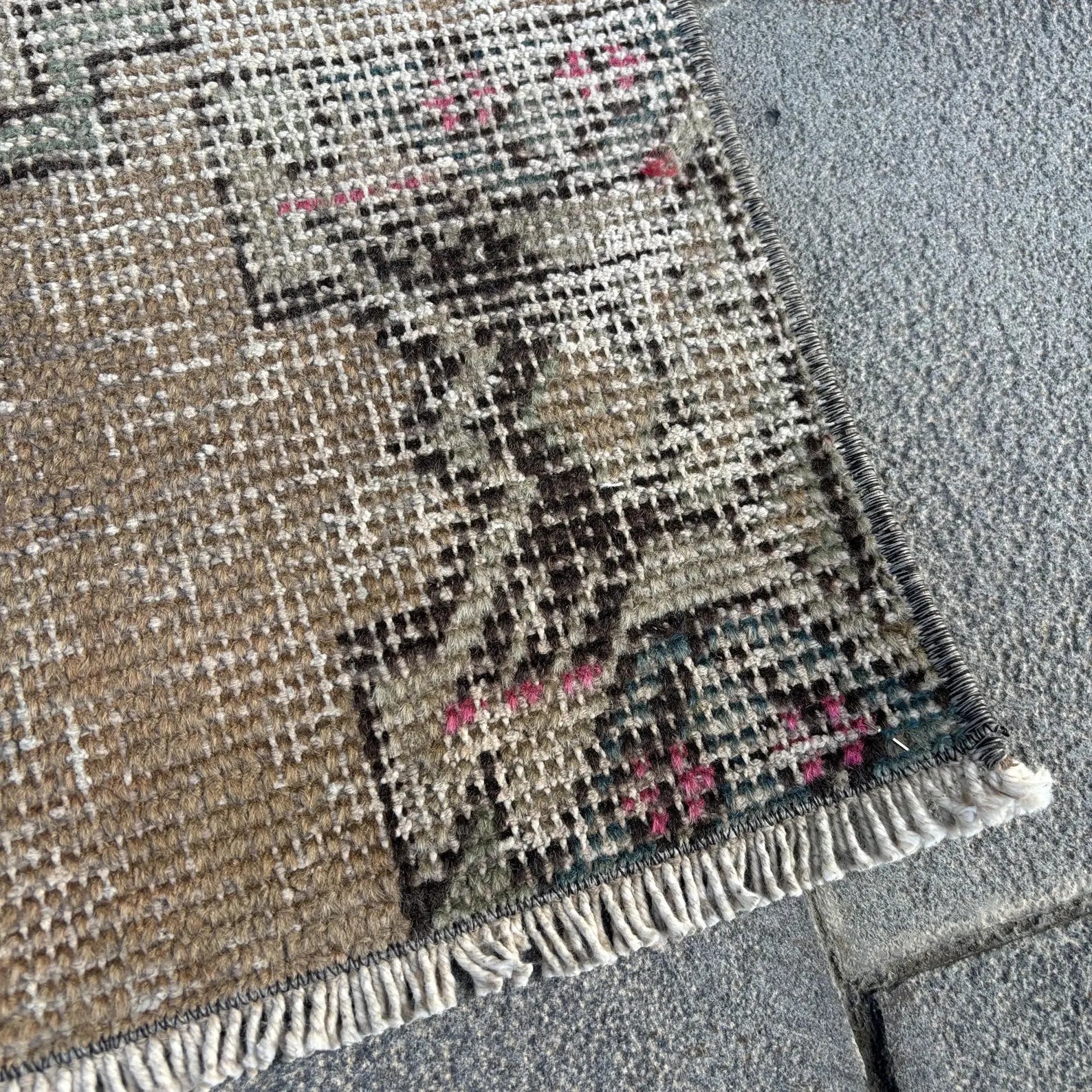 Vintage Turkish Mini Rug 1.3 x 2.6 ft