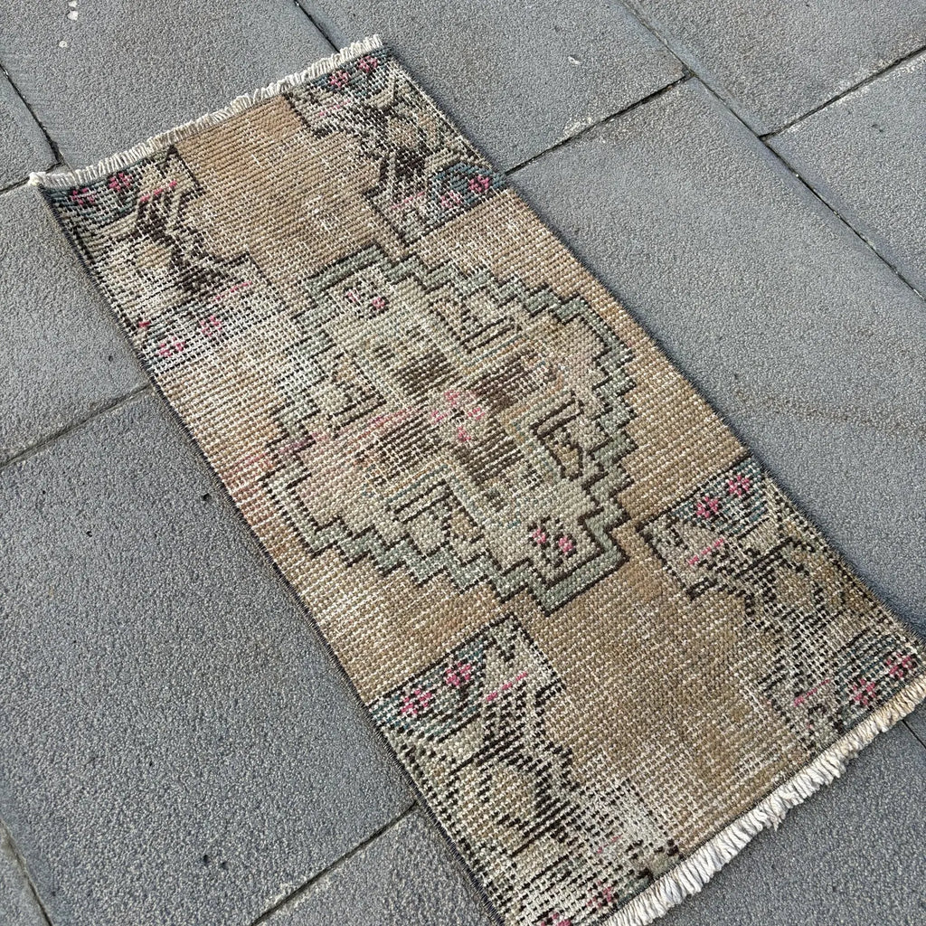 Vintage Turkish Mini Rug 1.3 x 2.6 ft