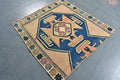 Vintage Turkish Accent Area rug 4.1 x 4.4 ft