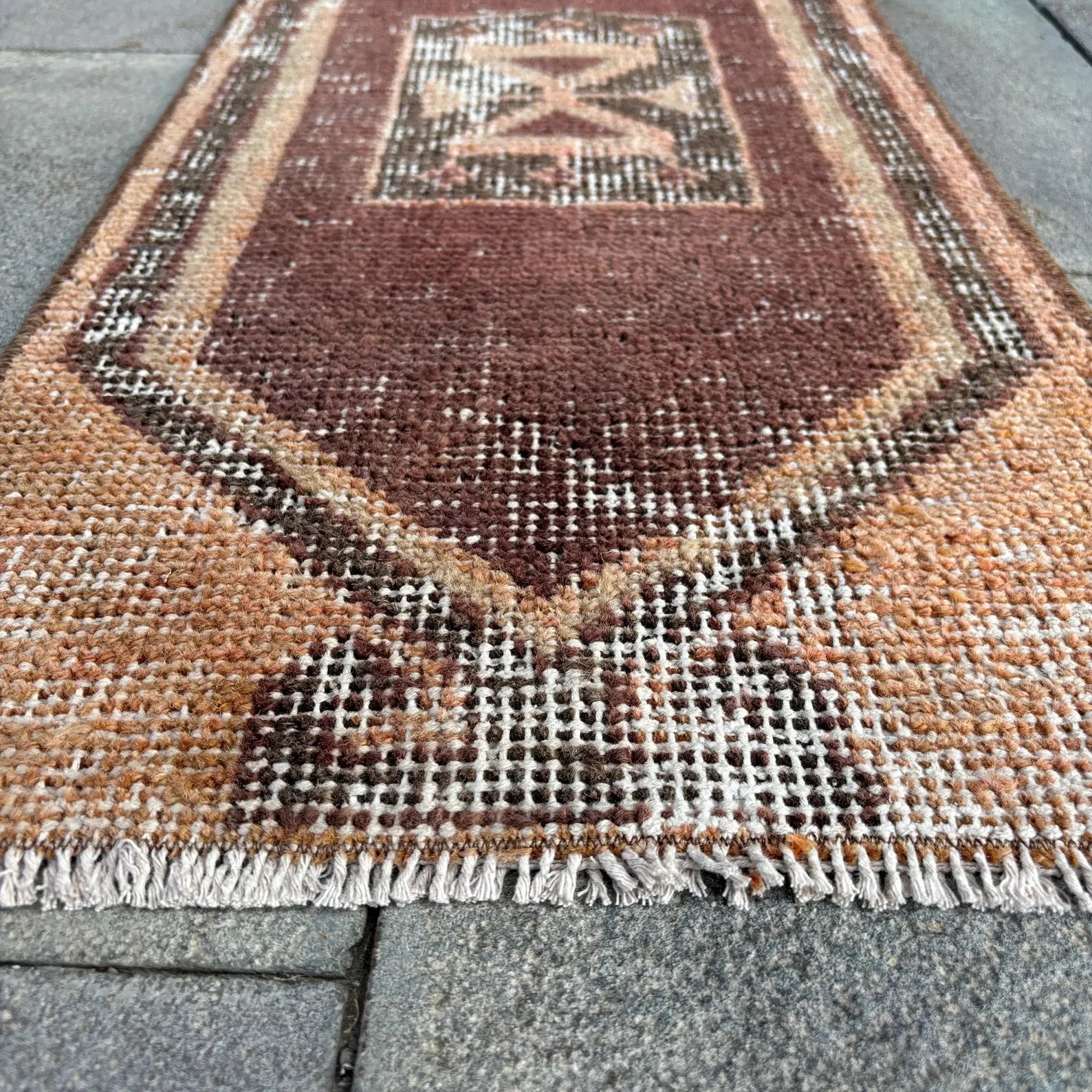 Vintage Turkish Mini Rug 1.2 x 2.6 ft