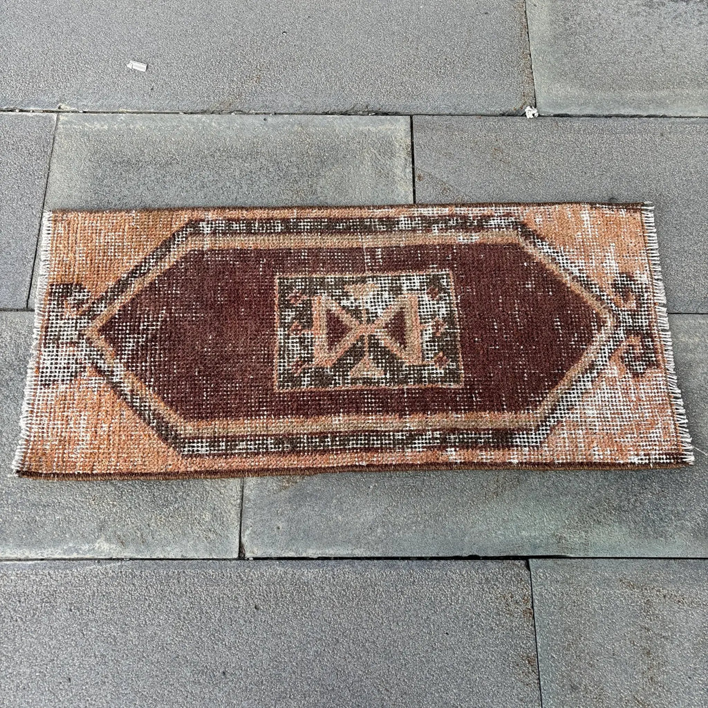 Vintage Turkish Mini Rug 1.2 x 2.6 ft
