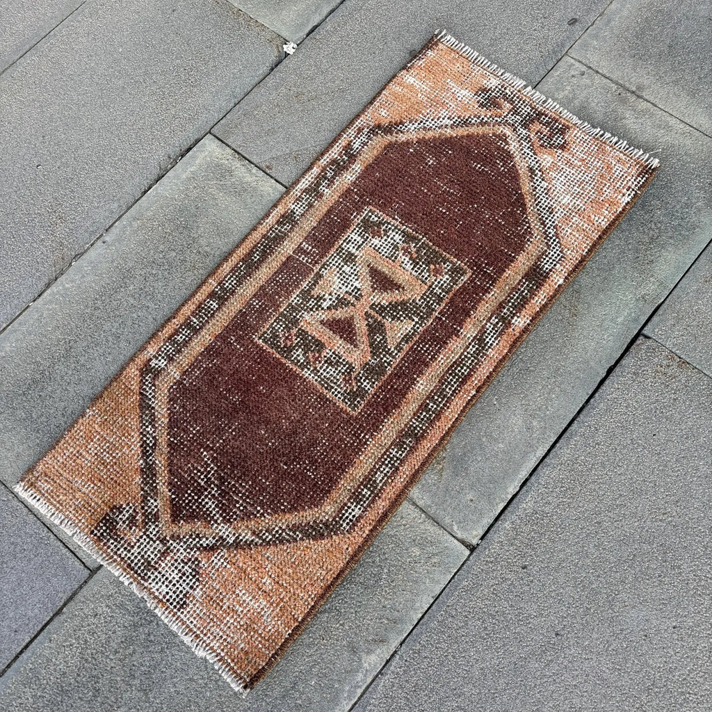 Vintage Turkish Mini Rug 1.2 x 2.6 ft
