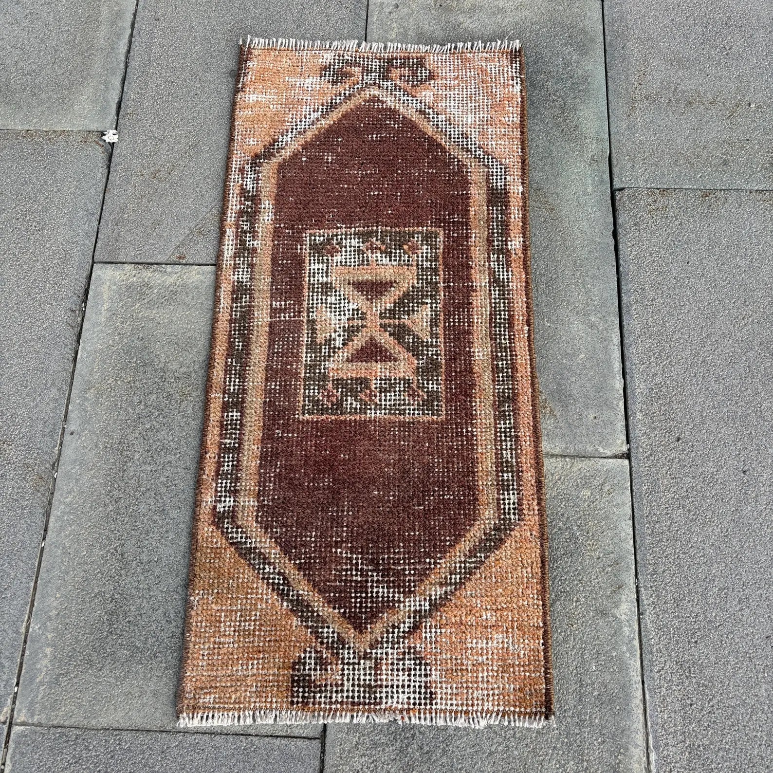Vintage Turkish Mini Rug 1.2 x 2.6 ft