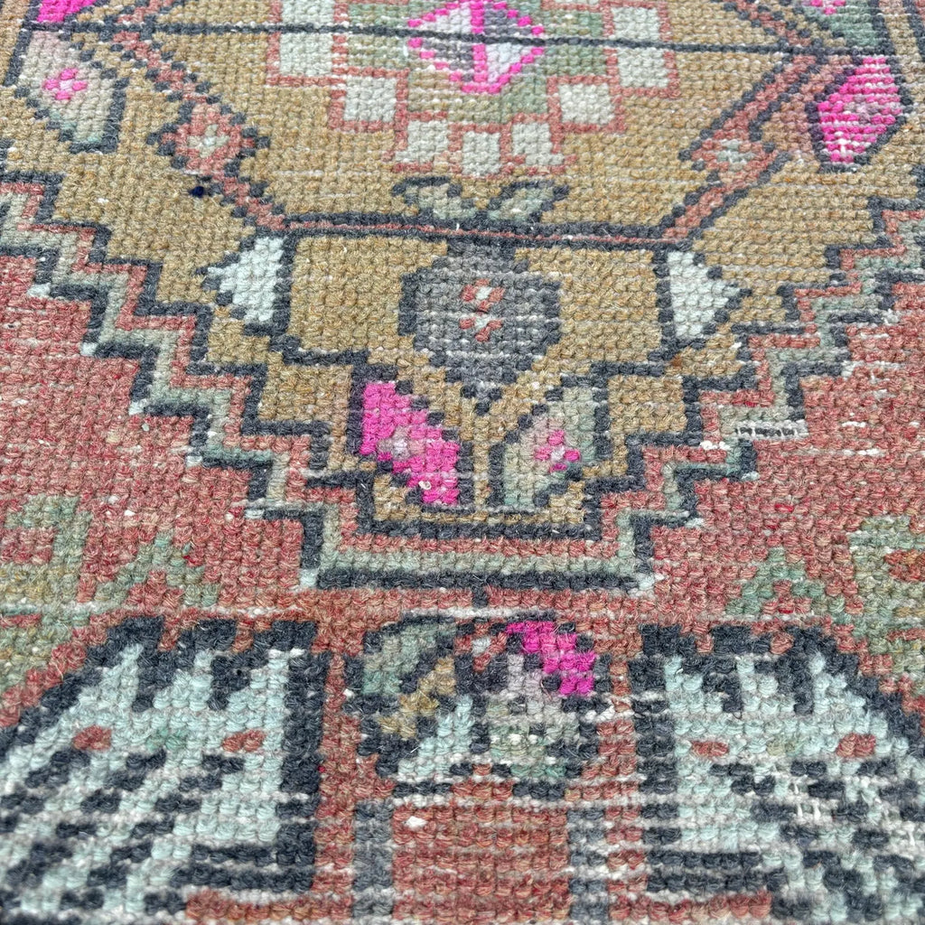 Vintage Turkish Mini Rug 1.3 x 3 ft
