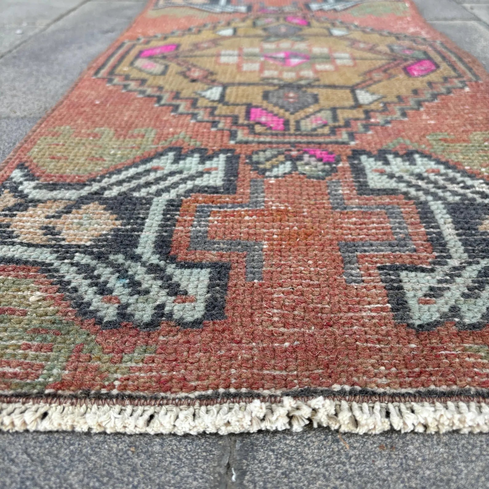 Vintage Turkish Mini Rug 1.3 x 3 ft