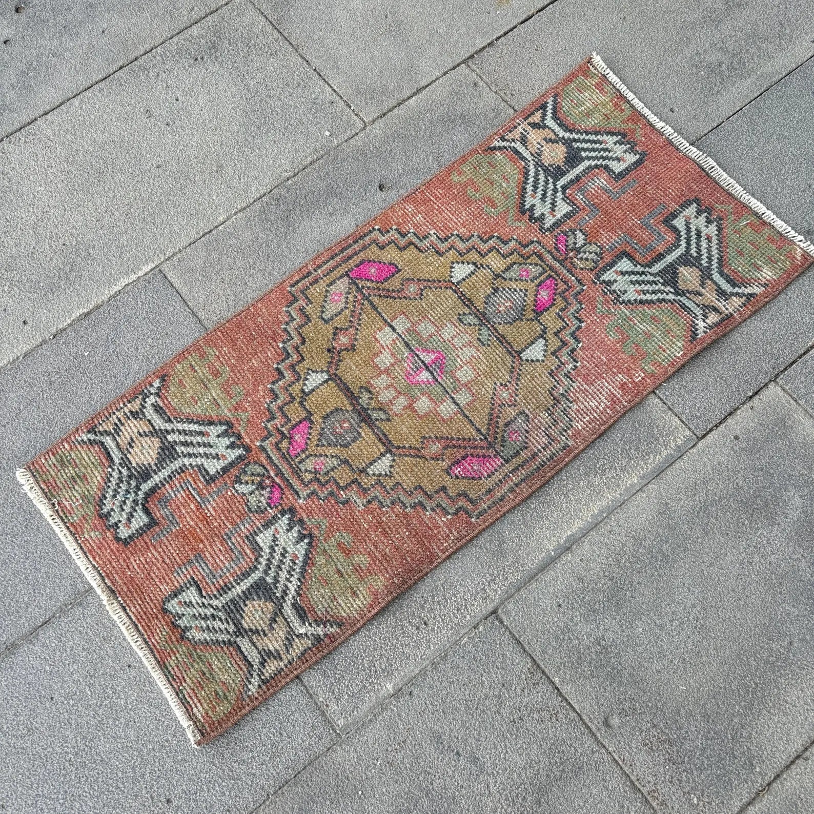 Vintage Turkish Mini Rug 1.3 x 3 ft