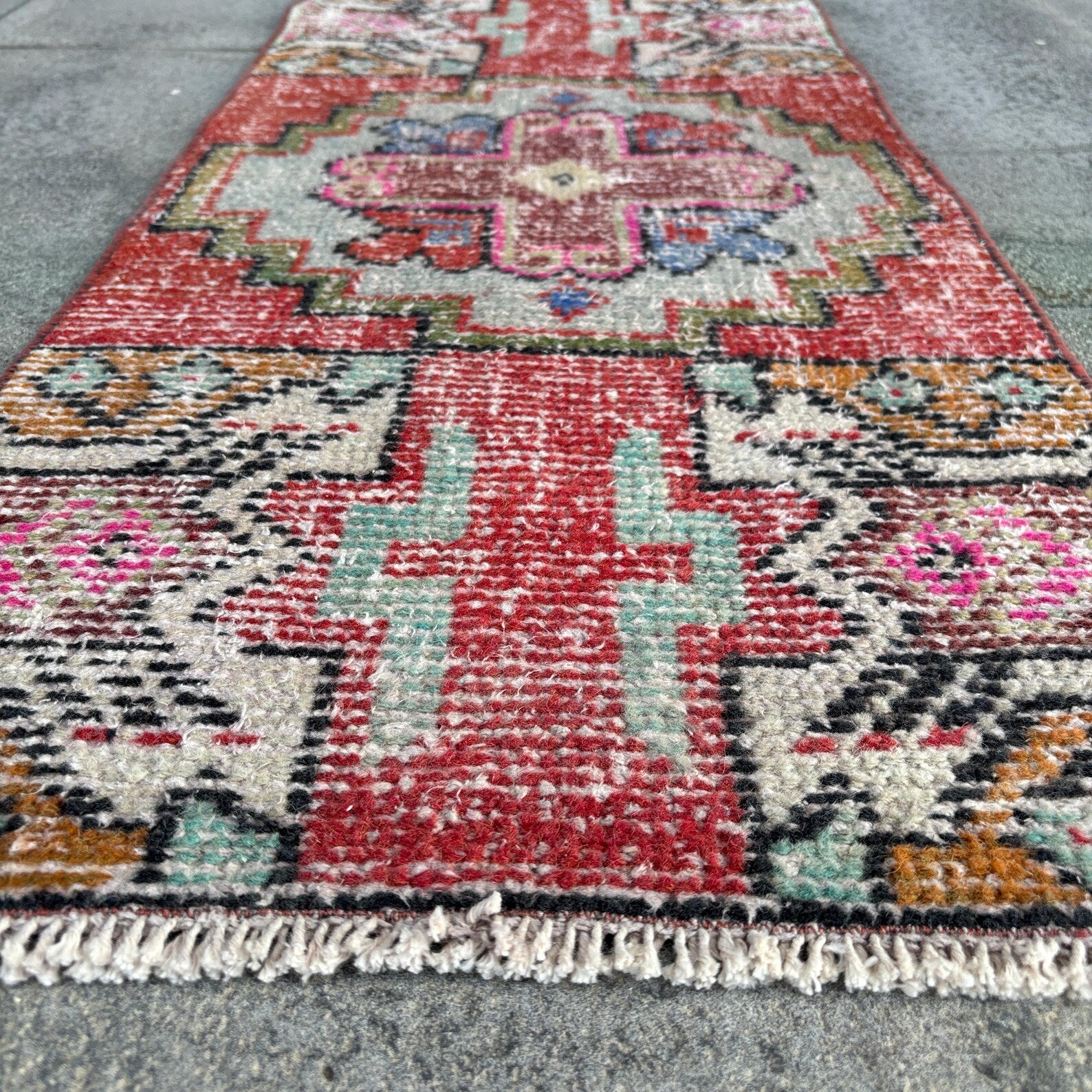 Vintage Turkish Mini Rug 1.4 x 3 ft