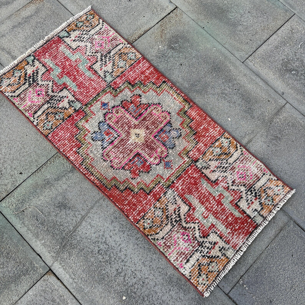 Vintage Turkish Mini Rug 1.4 x 3 ft