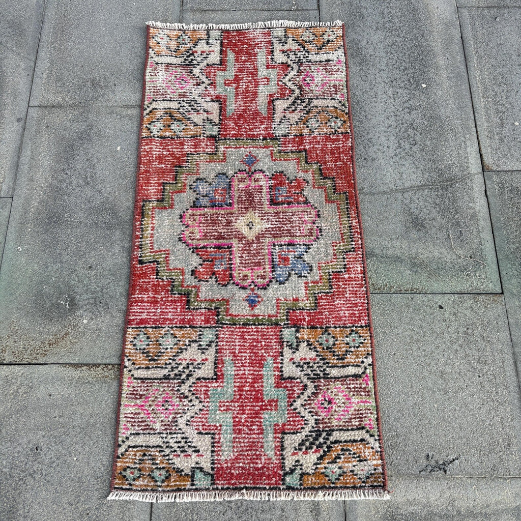 Vintage Turkish Mini Rug 1.4 x 3 ft
