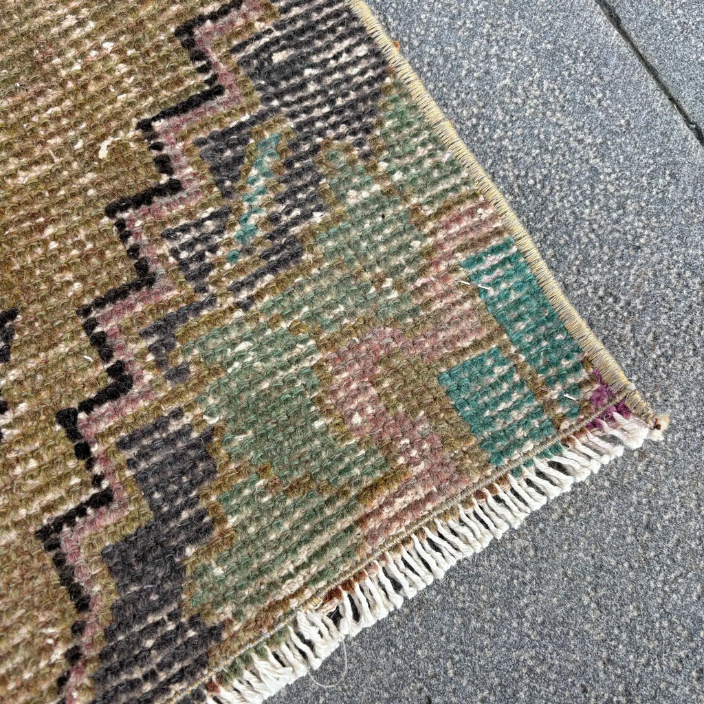 Vintage Turkish Mini Rug 1.3 x 2.7 ft