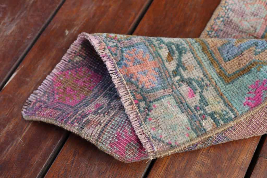 Vintage Turkish Mini Rug 1 x 2.7 ft