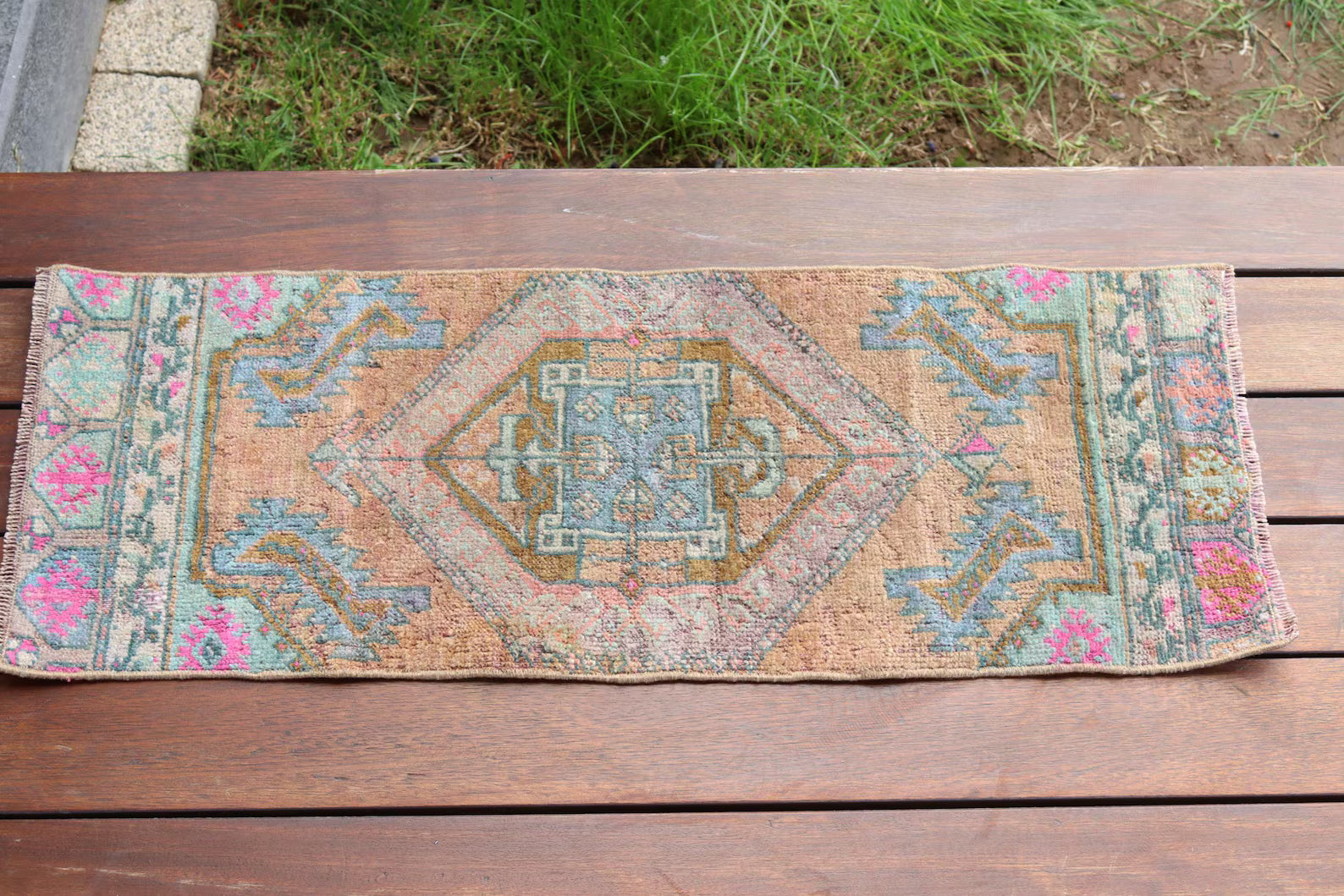 Vintage Turkish Mini Rug 1 x 2.7 ft