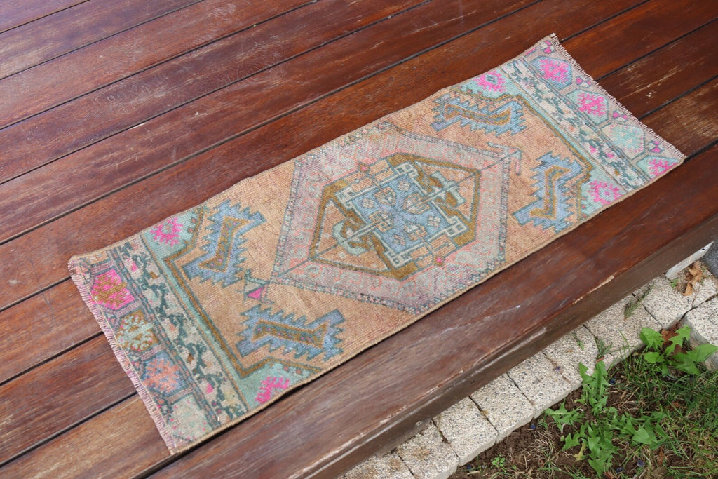 Vintage Turkish Mini Rug 1 x 2.7 ft