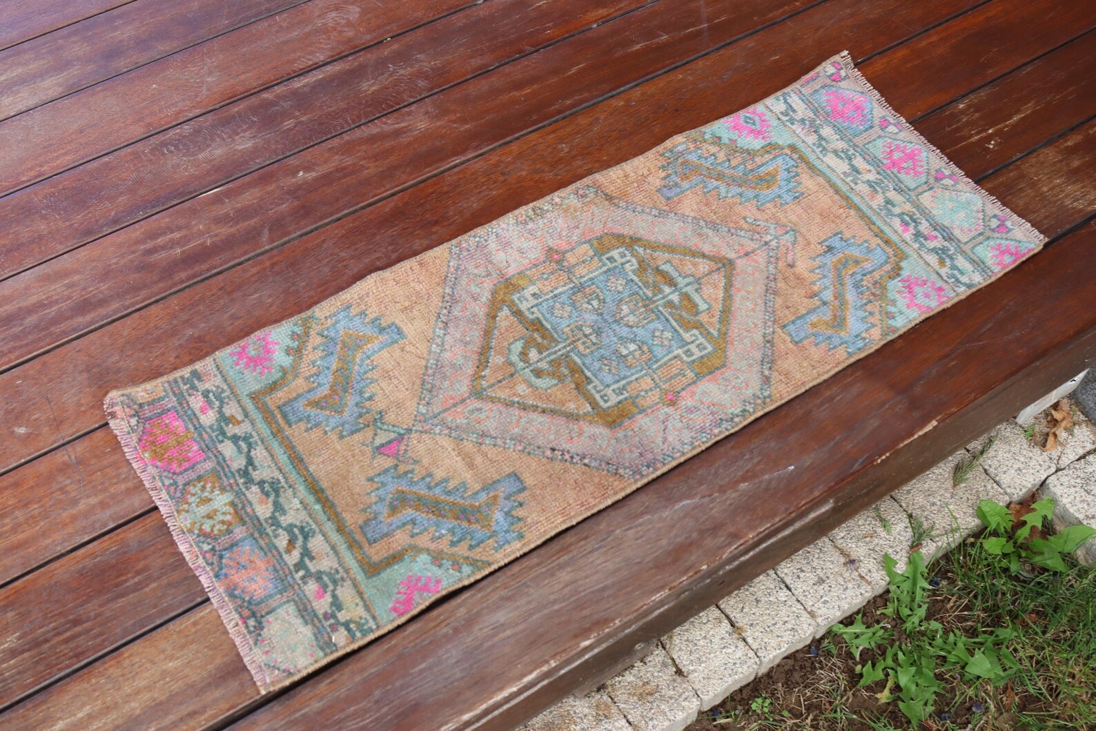 Vintage Turkish Mini Rug 1 x 2.7 ft