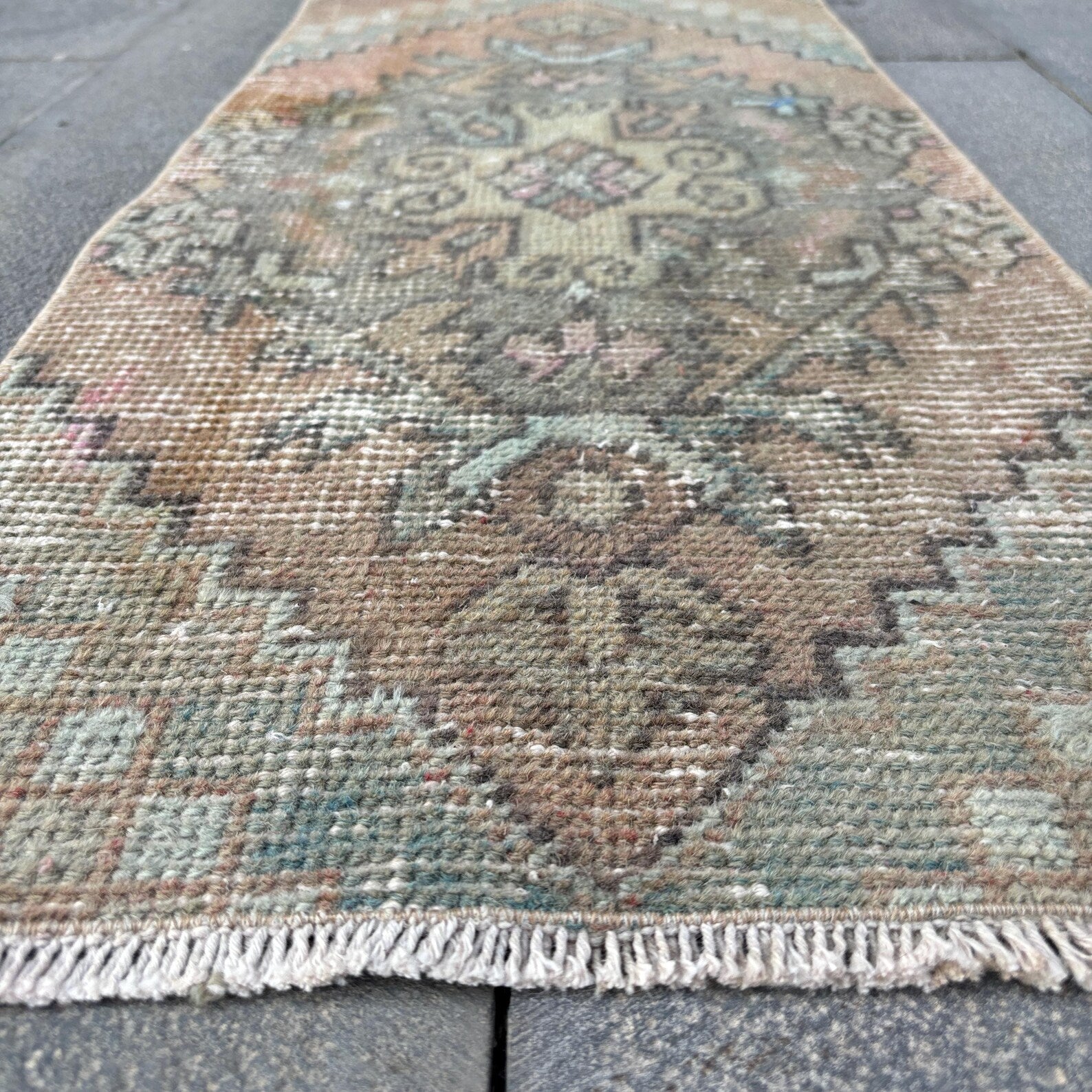 Vintage Turkish Mini Rug 1.3 x 2.9 ft