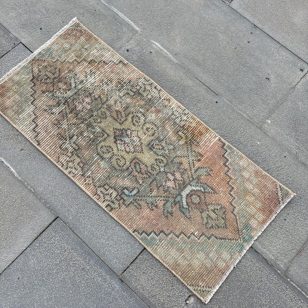 Vintage Turkish Mini Rug 1.3 x 2.9 ft