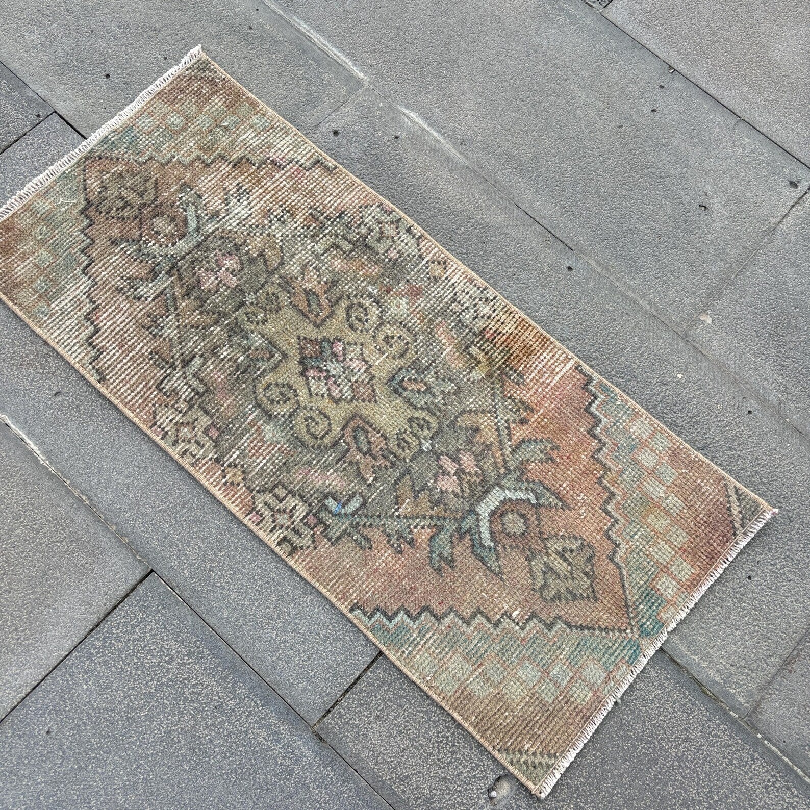 Vintage Turkish Mini Rug 1.3 x 2.9 ft