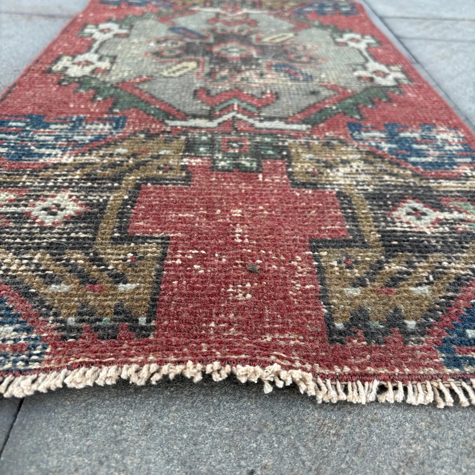 Vintage Turkish Mini Rug 1.4 x 2.9 ft
