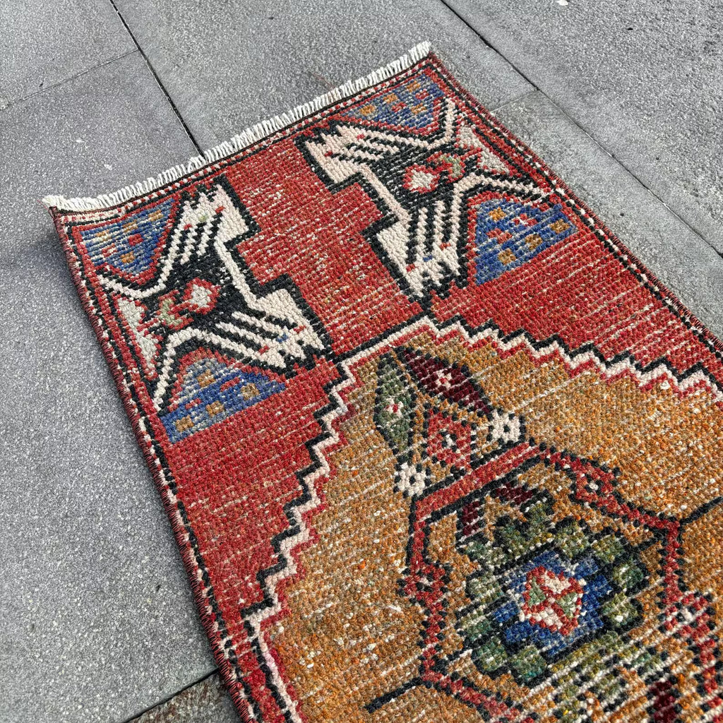Vintage Turkish Mini Rug 1.3 x 3 ft