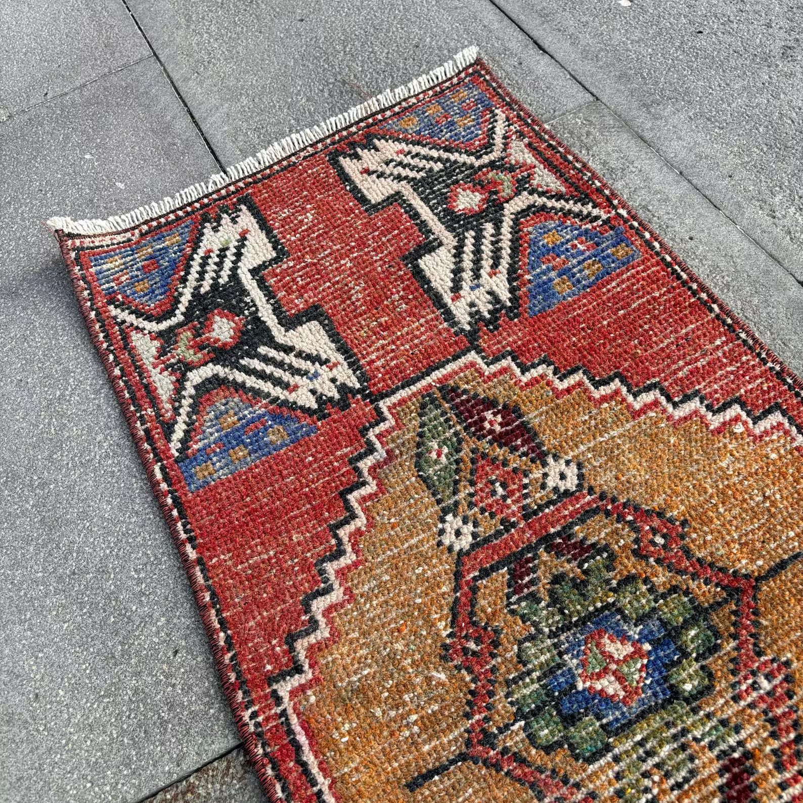 Vintage Turkish Mini Rug 1.3 x 3 ft