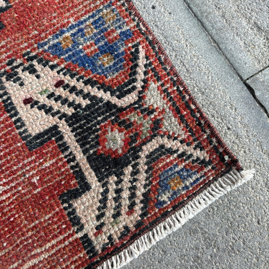 Vintage Turkish Mini Rug 1.3 x 3 ft
