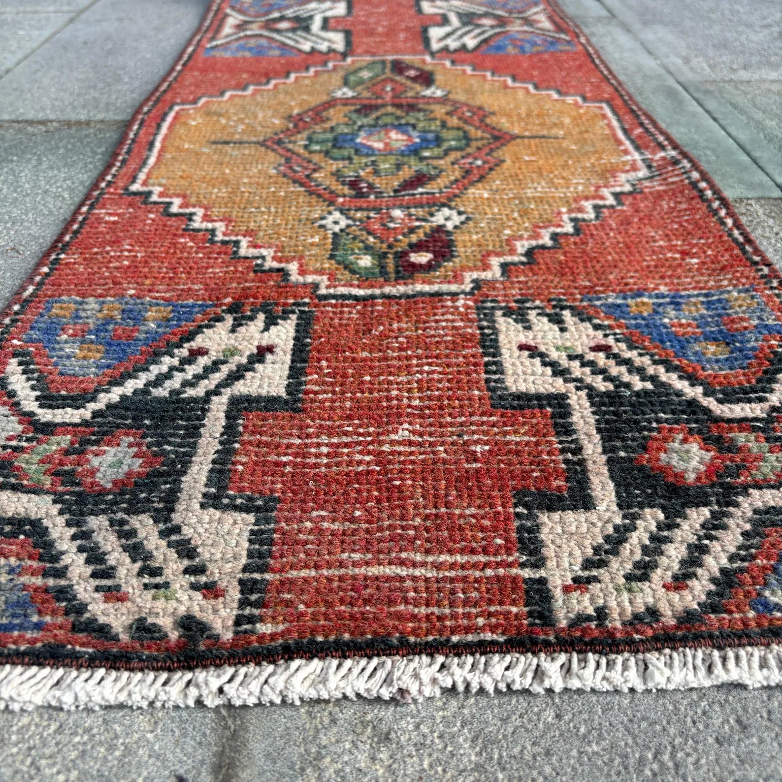 Vintage Turkish Mini Rug 1.3 x 3 ft