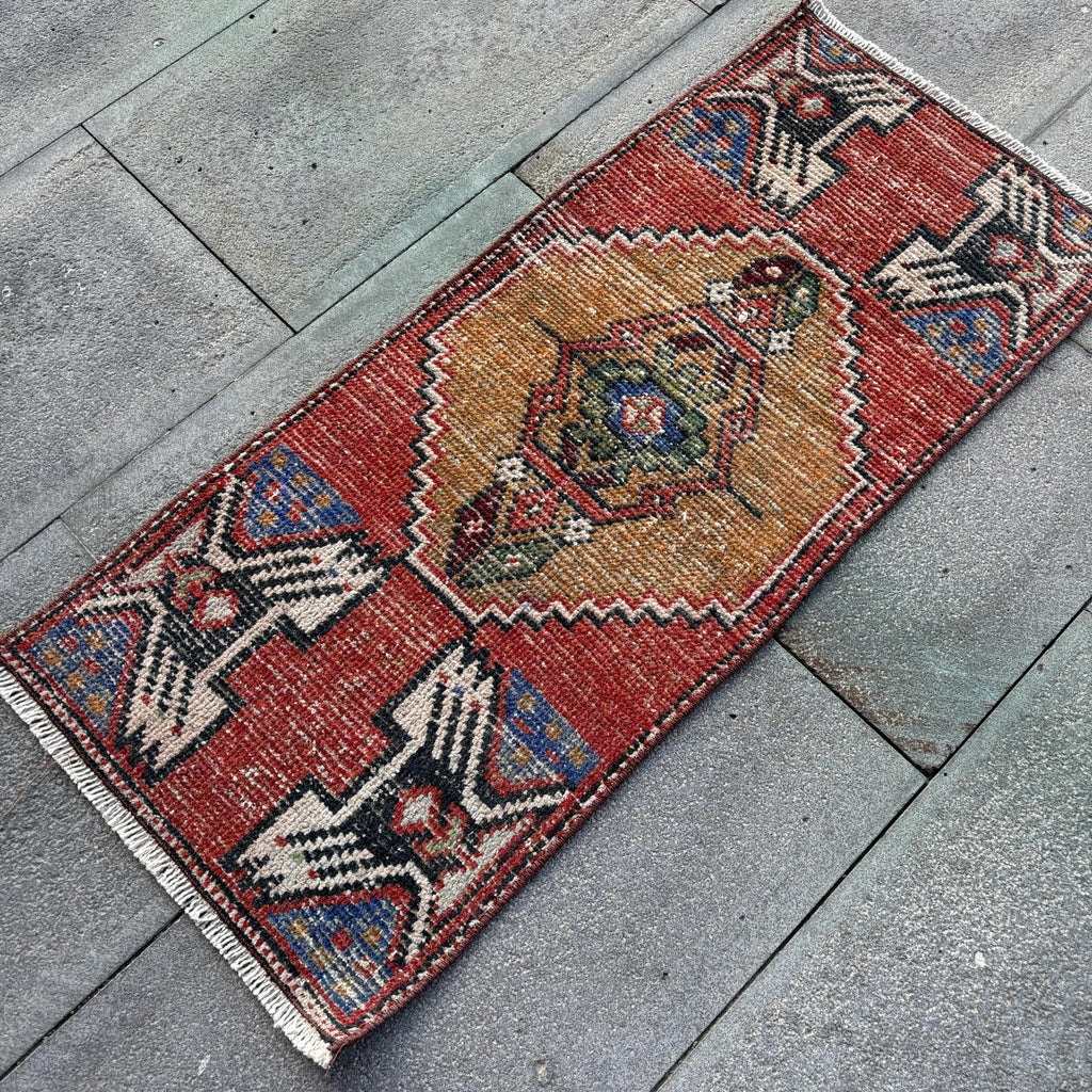 Vintage Turkish Mini Rug 1.3 x 3 ft