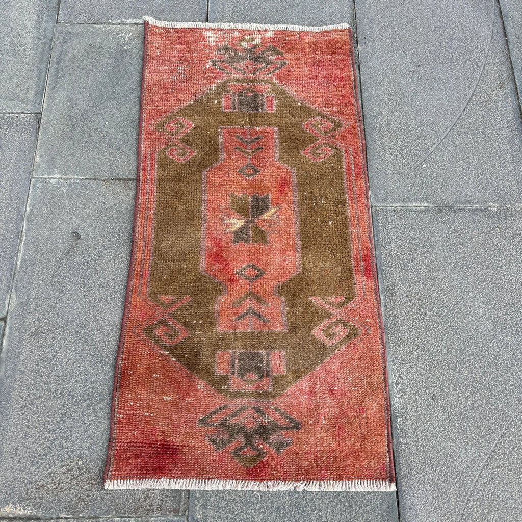 Vintage Turkish Mini Rug 1.3 x 2.8 ft