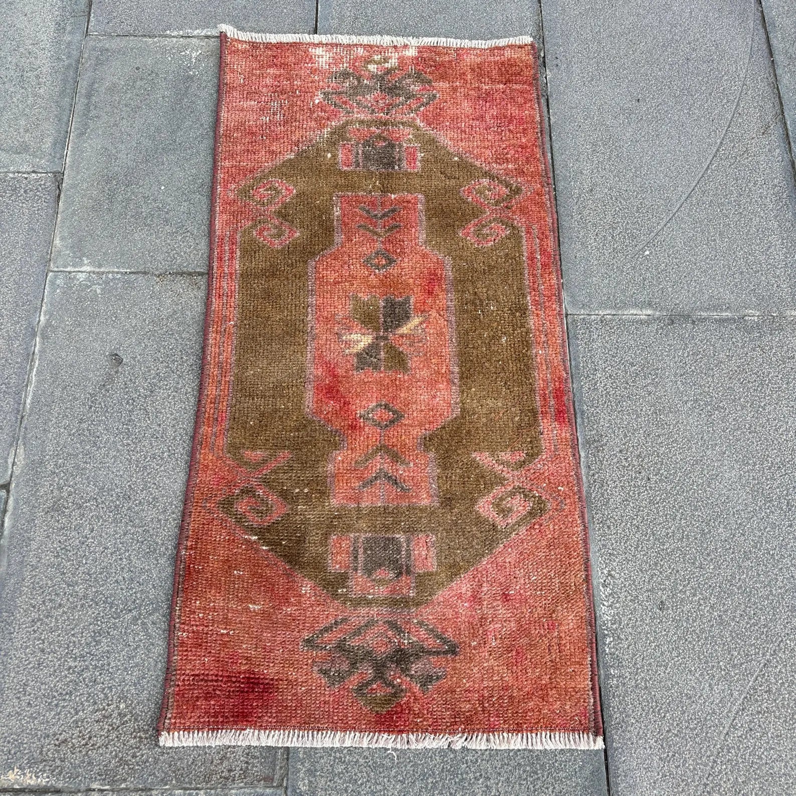 Vintage Turkish Mini Rug 1.3 x 2.8 ft