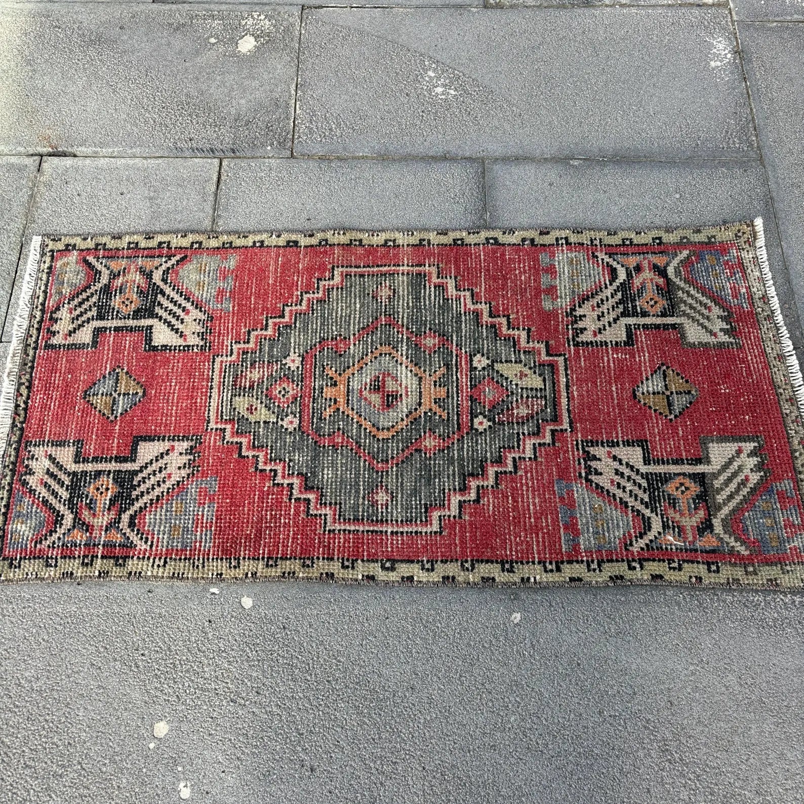 Vintage Turkish Mini Rug 1.5 x 3.2 ft
