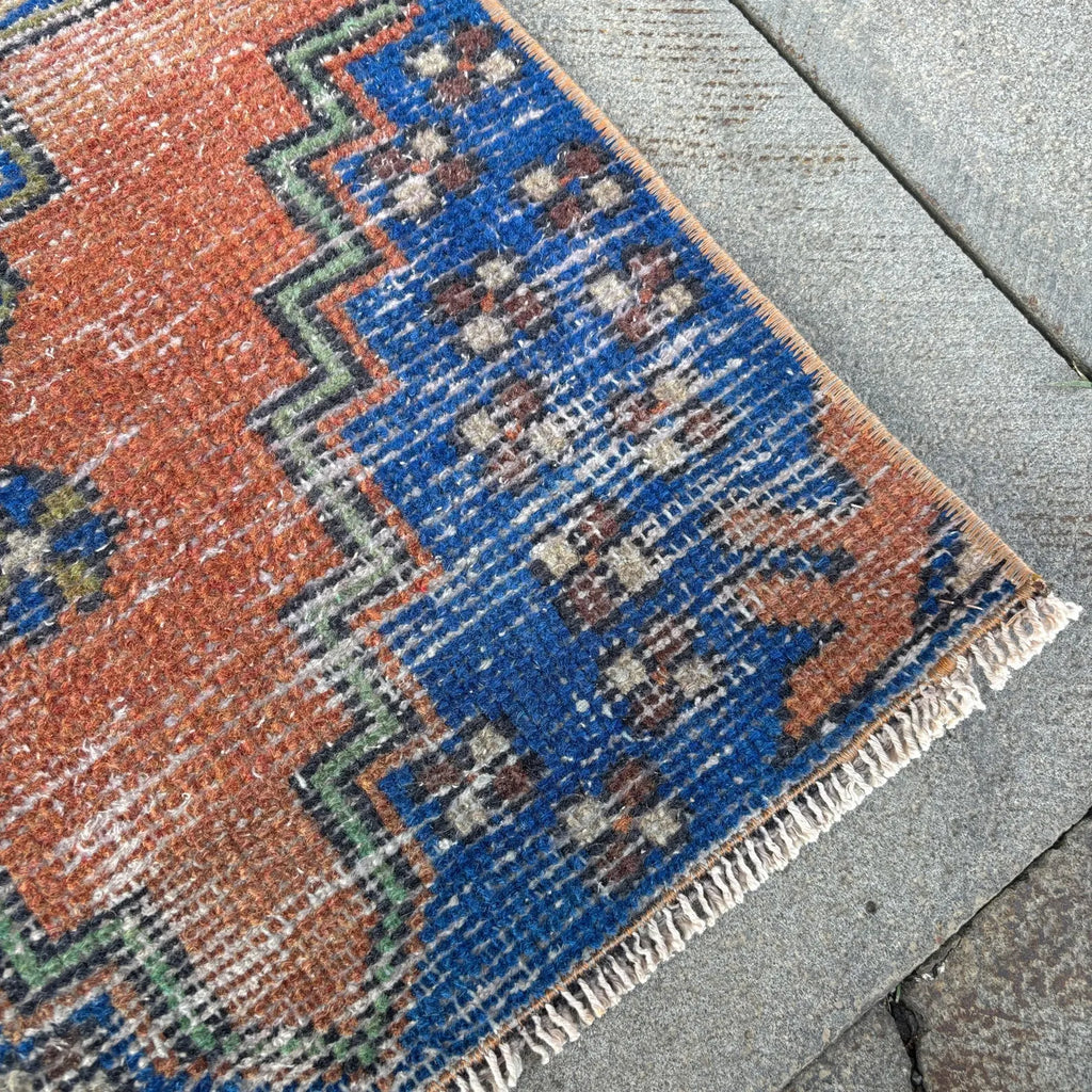 Vintage Turkish Mini Rug 1.4 x 3.2 ft