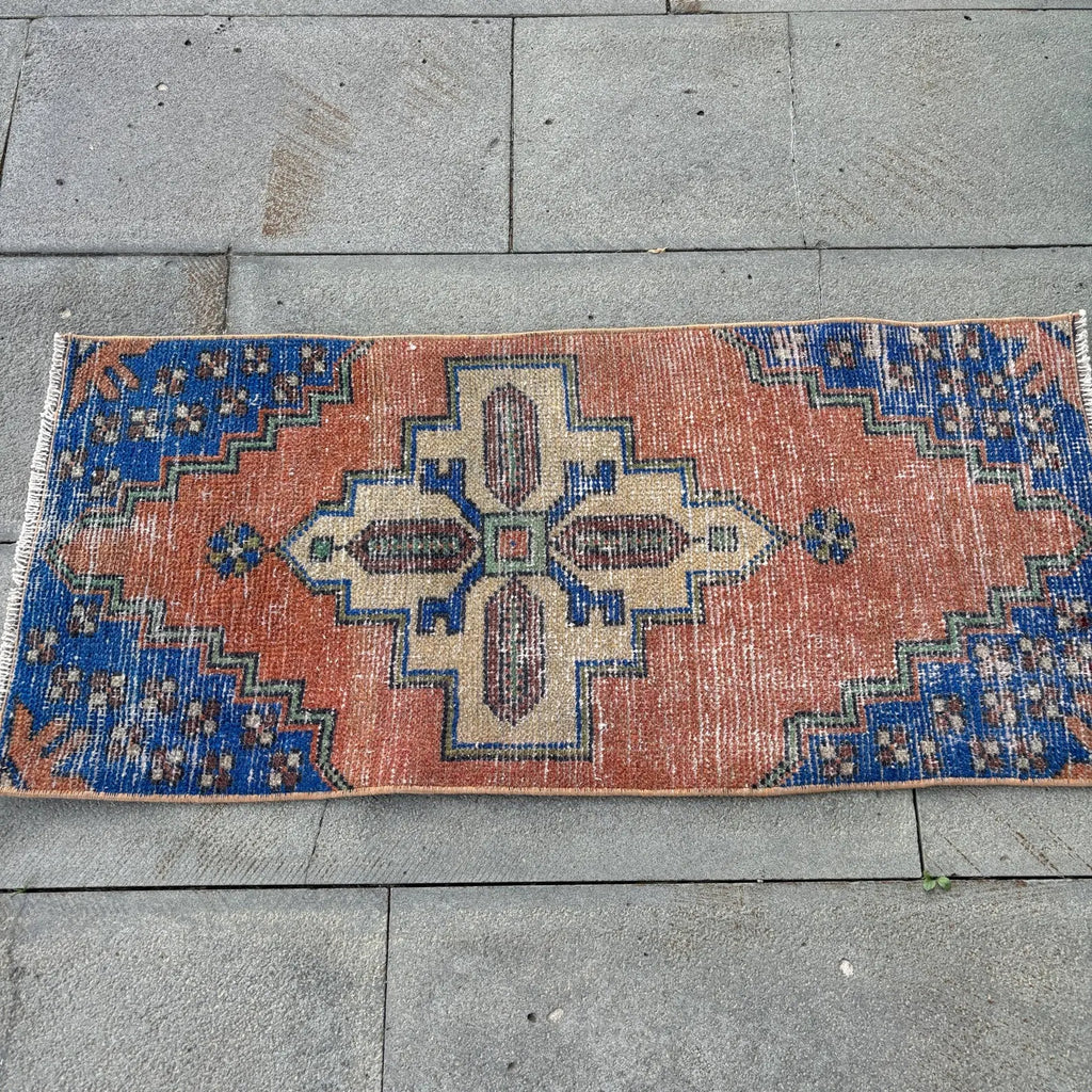 Vintage Turkish Mini Rug 1.4 x 3.2 ft