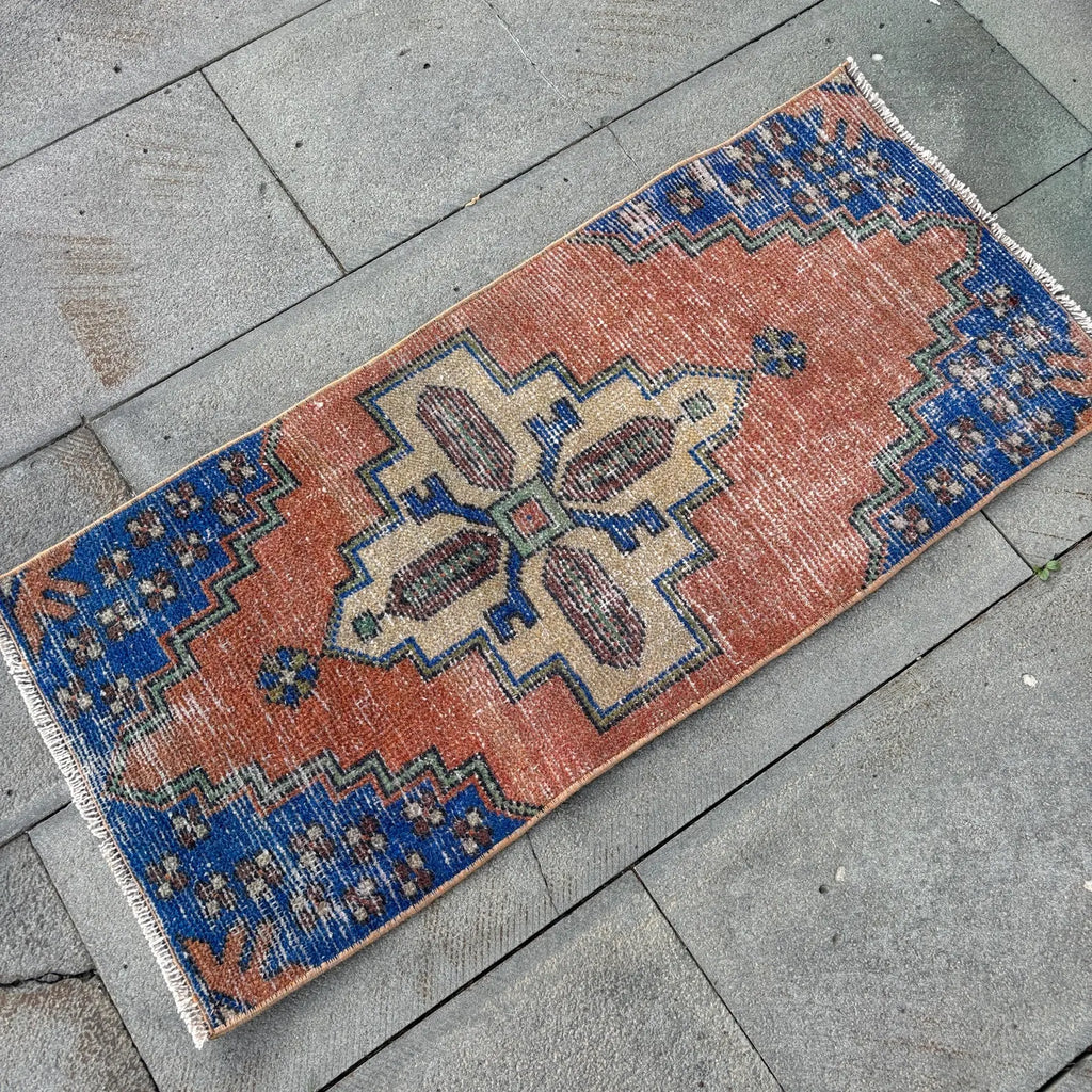 Vintage Turkish Mini Rug 1.4 x 3.2 ft