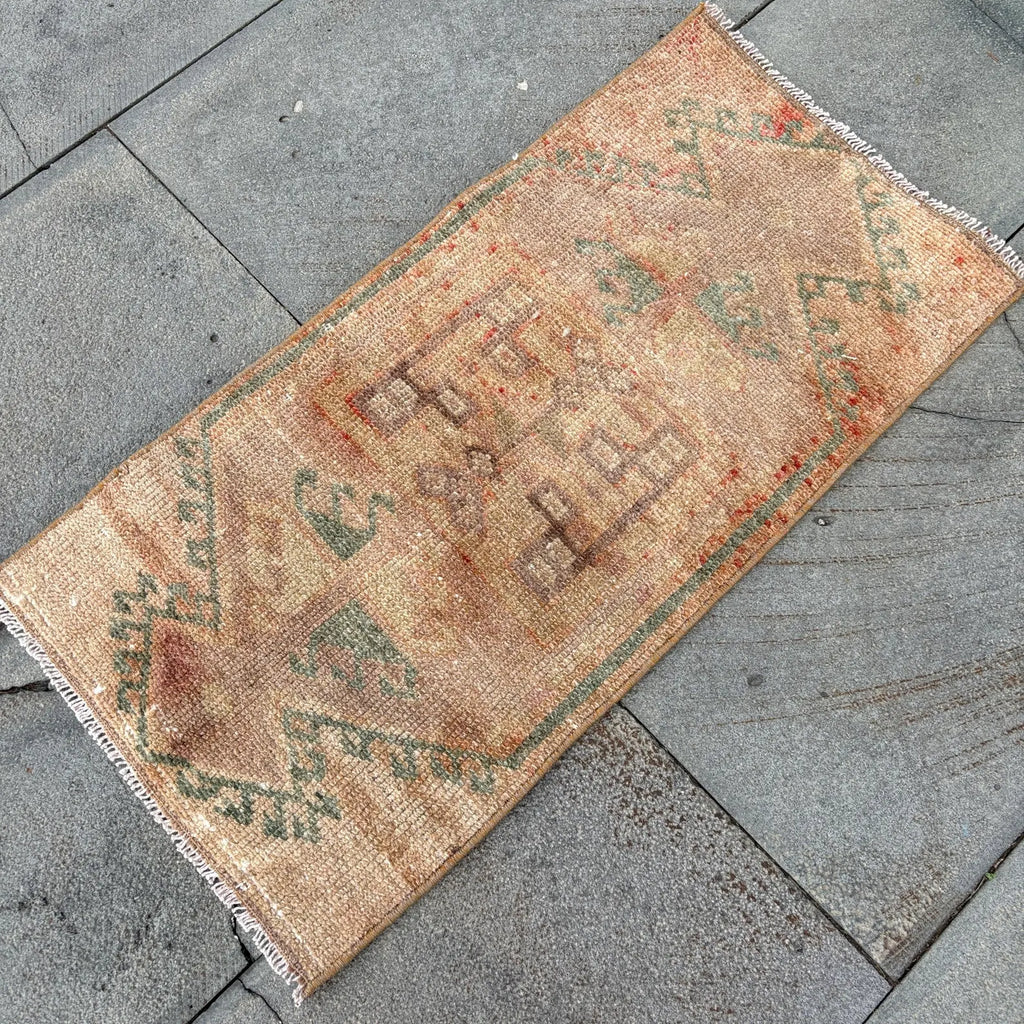 Vintage Turkish Mini Rug 1.2 x 2.5 ft