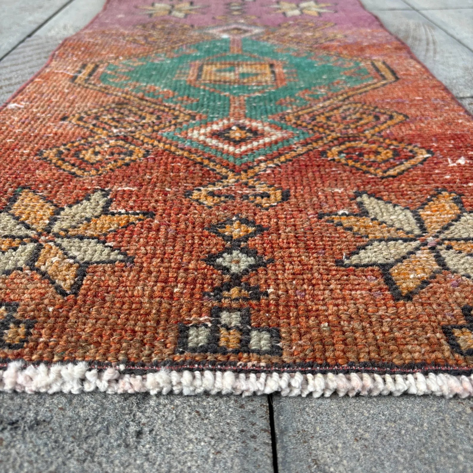 Vintage Turkish Mini Rug 1.4 x 2.8 ft