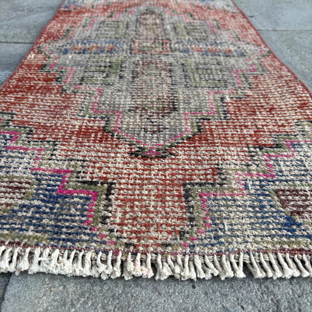Vintage Turkish Mini Rug 1.3 x 2.5 ft