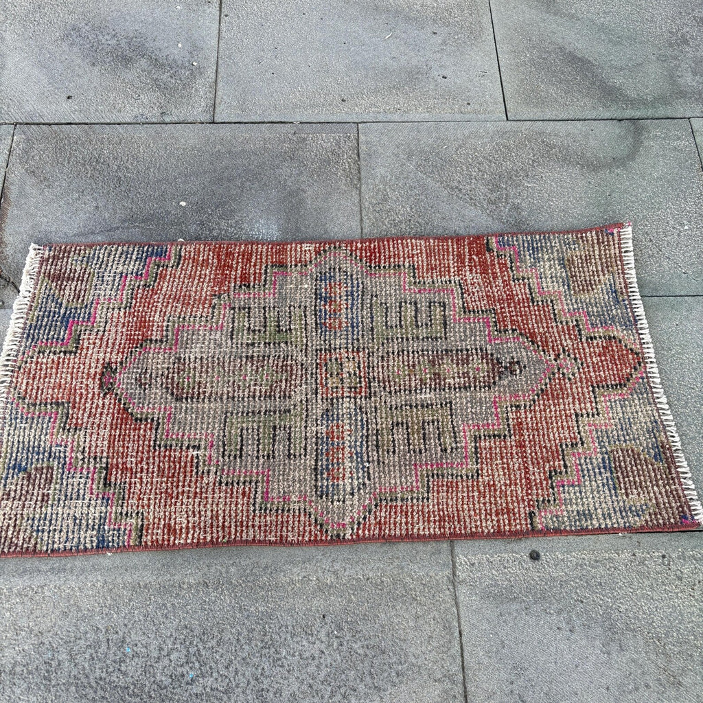 Vintage Turkish Mini Rug 1.3 x 2.5 ft