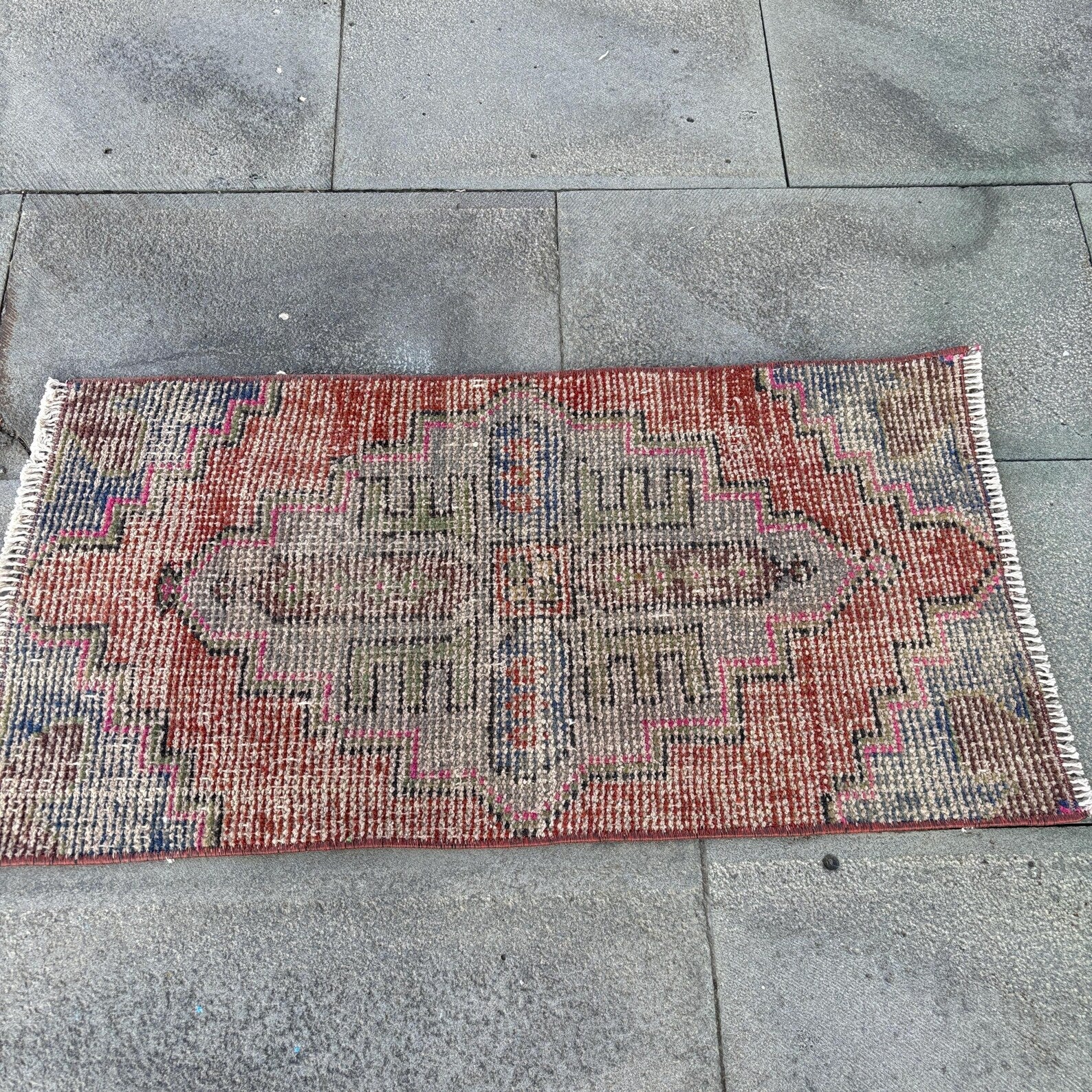 Vintage Turkish Mini Rug 1.3 x 2.5 ft