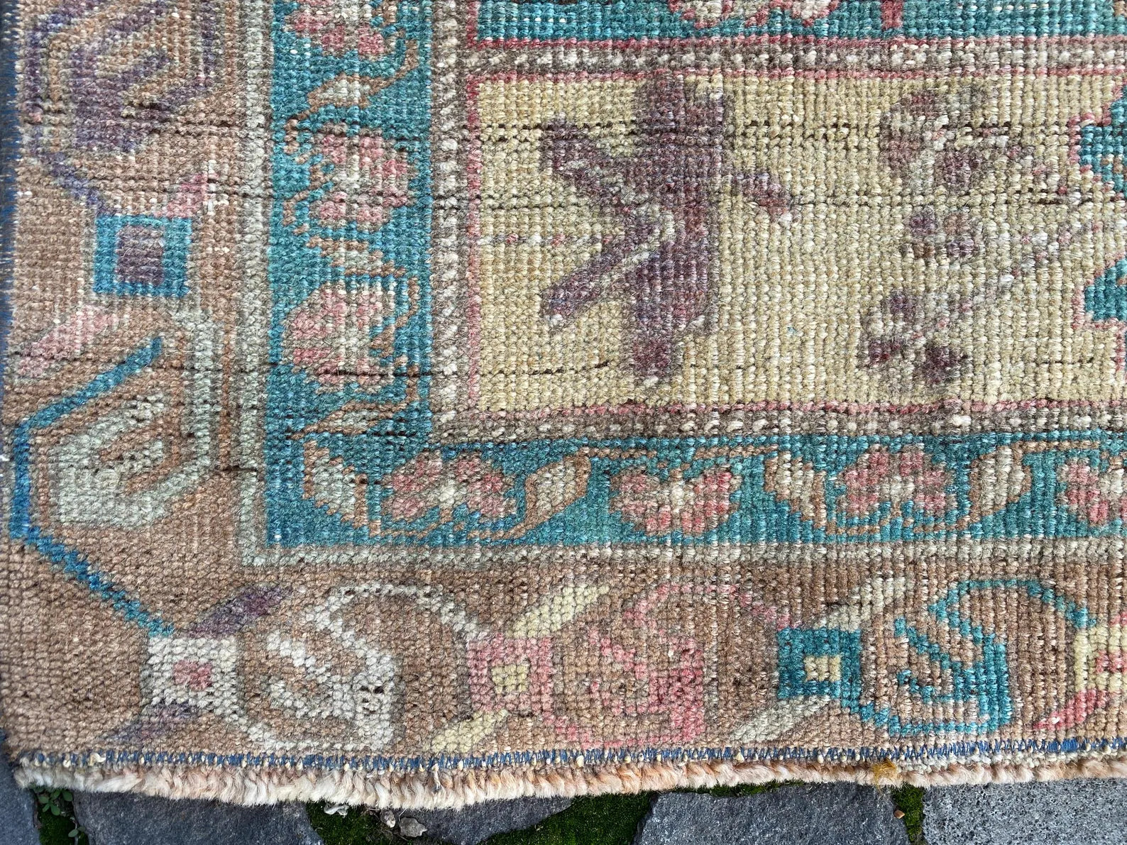 Vintage Turkish Accent Area rug 3.7 x 7.3 ft