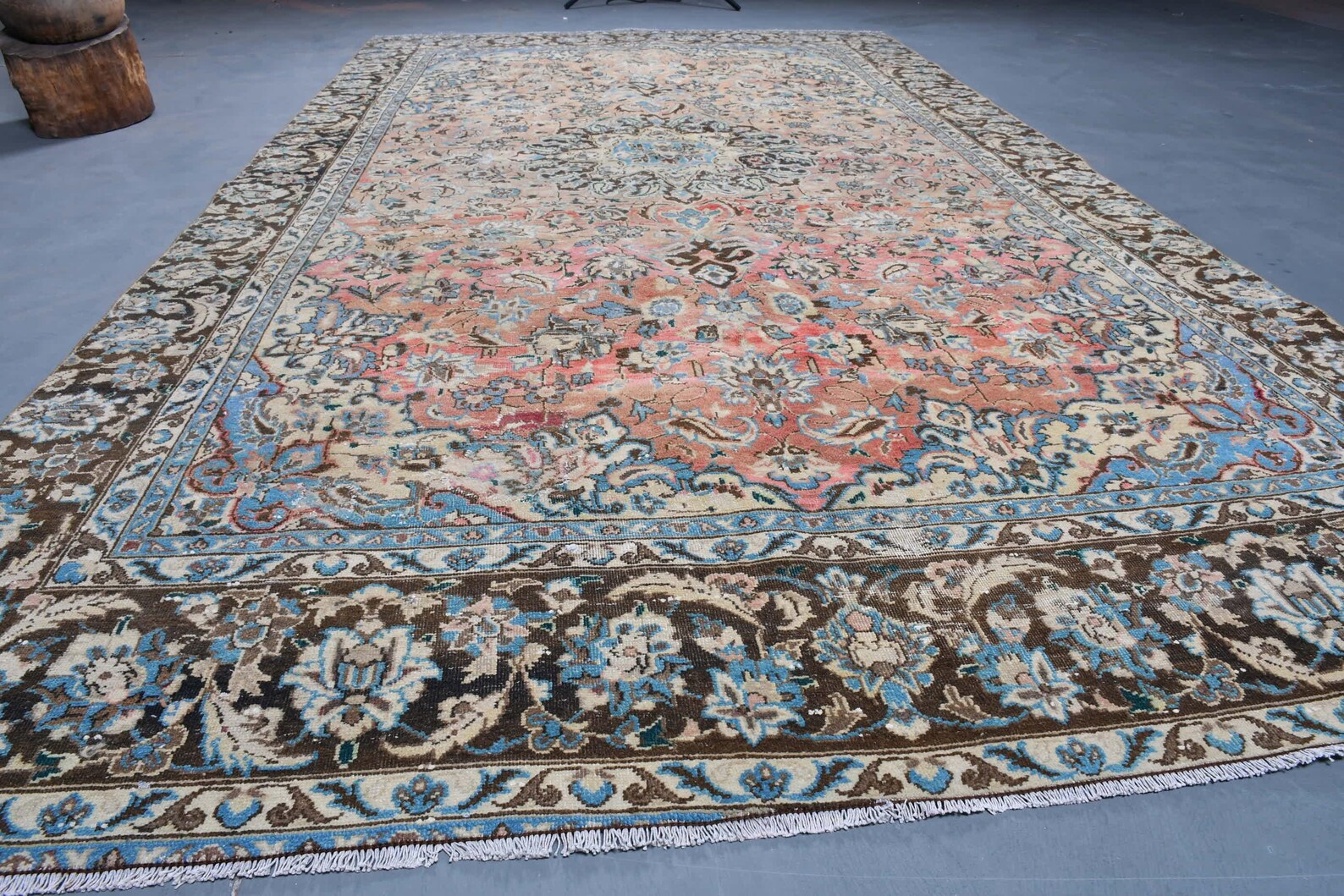XL Vintage Turkish Accent Area Rug 6.4 x 11.5 ft