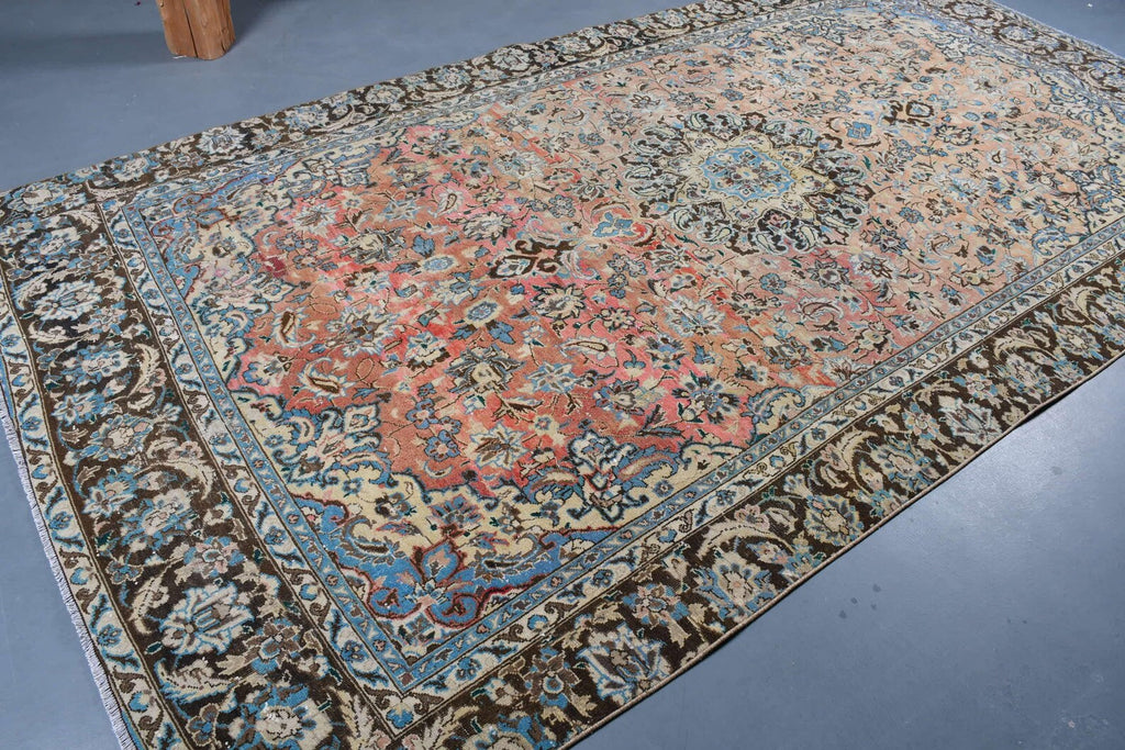 XL Vintage Turkish Accent Area Rug 6.4 x 11.5 ft